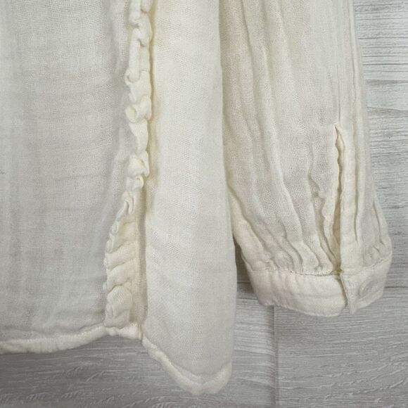 Sundays Summerton Peasant Top Blouse Size 10 Ivory Gauze Tassel V Neck Ruffle - Picture 9 of 16